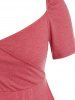 T-shirt Jupe de Grande Taille à Col en Forme de Cœur - Corail Léger L