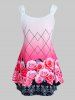 Plus Size Ombre Floral Print Swing Tank Top -  