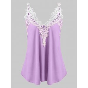 

Openwork Panel Tank Top, Light purple