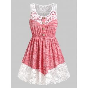 

Contrast Lace Marled Tank Top, Valentine red