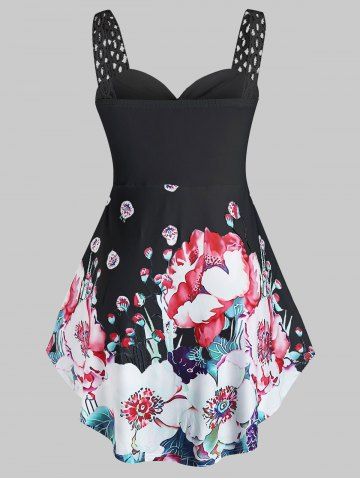 

Plus Size Twisted Floral Print Tank Top, Black