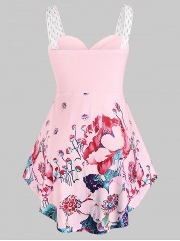 

Plus Size Twisted Floral Print Tank Top, Light pink