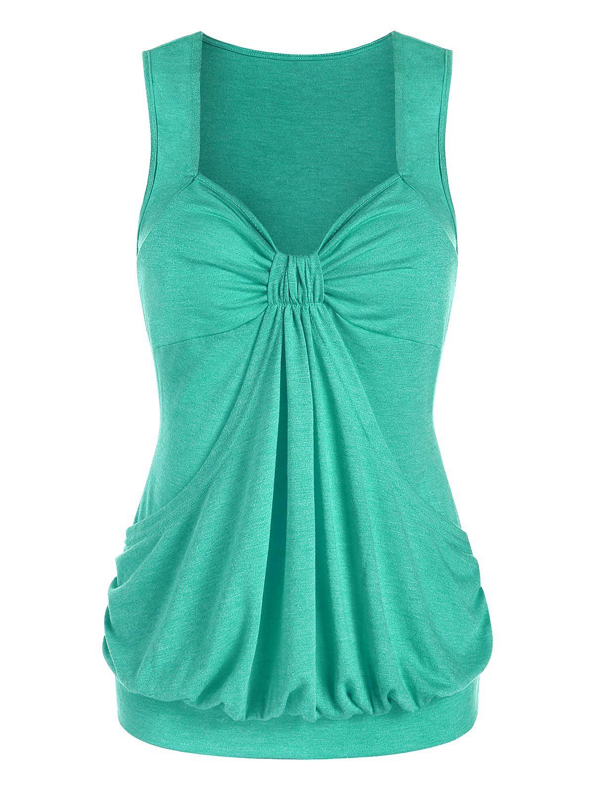 

Heathered Ruched Blouson Tank Top, Medium turquoise