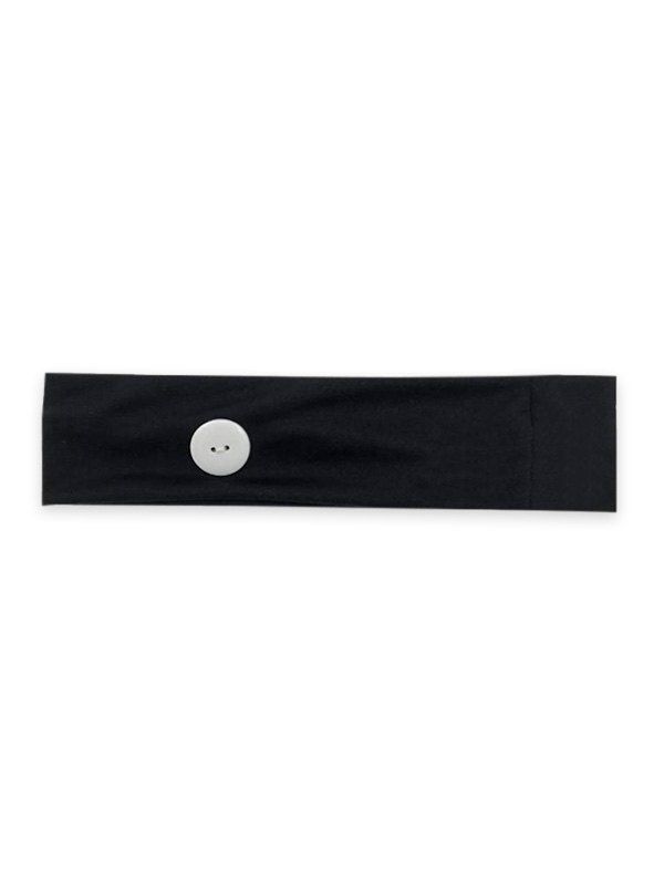 

Sweat Absorbent Sports Yoga Button Knitted Headband, Black