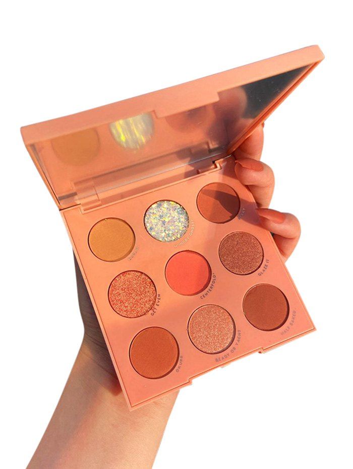 

9 Color Makeup Foggy Glitter Eye Shadow Palette, Light pink