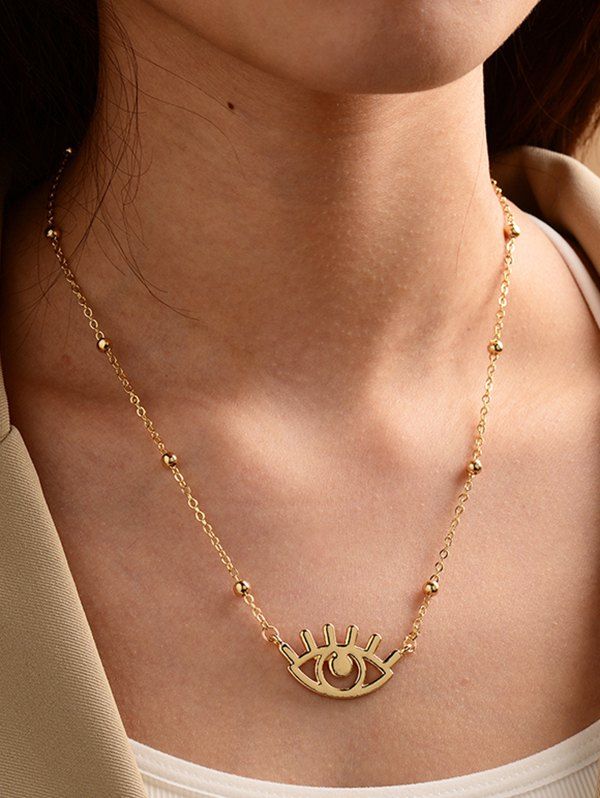 

Punk Eye Shape Chain Pendant Necklace, Golden