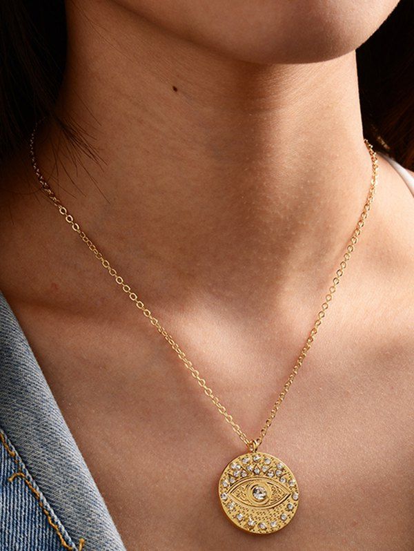 

Punk Eye Shape Chain Pendant Necklace, Golden