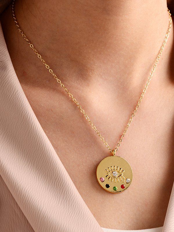 

Punk Eye Shape Chain Pendant Necklace, Golden