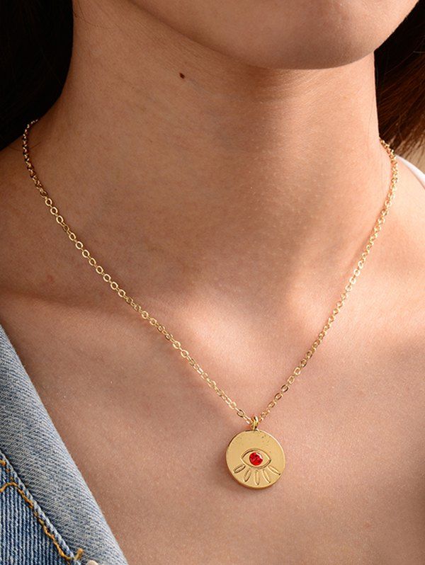 

Punk Eye Shape Chain Pendant Necklace, Golden
