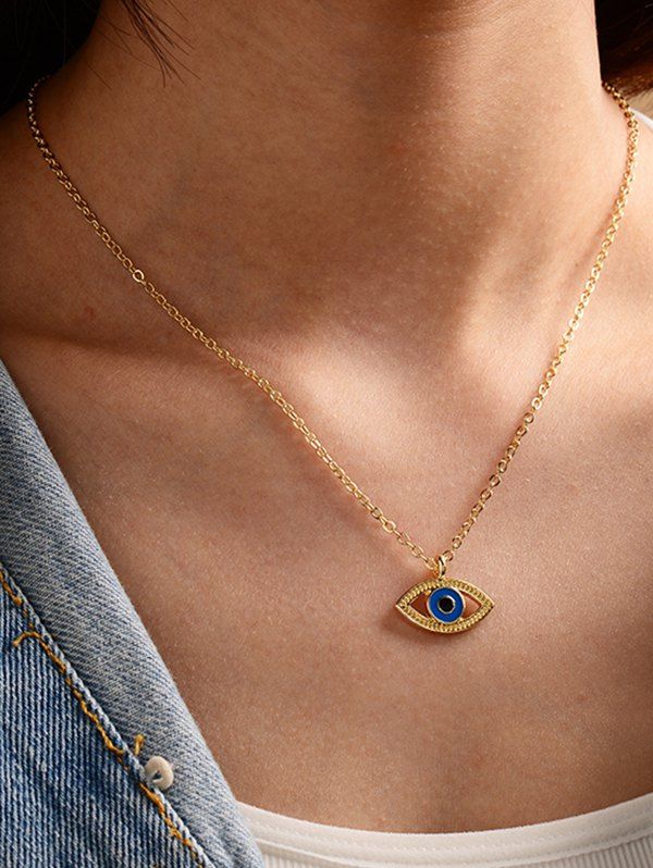 

Punk Eye Shape Chain Pendant Necklace, Golden