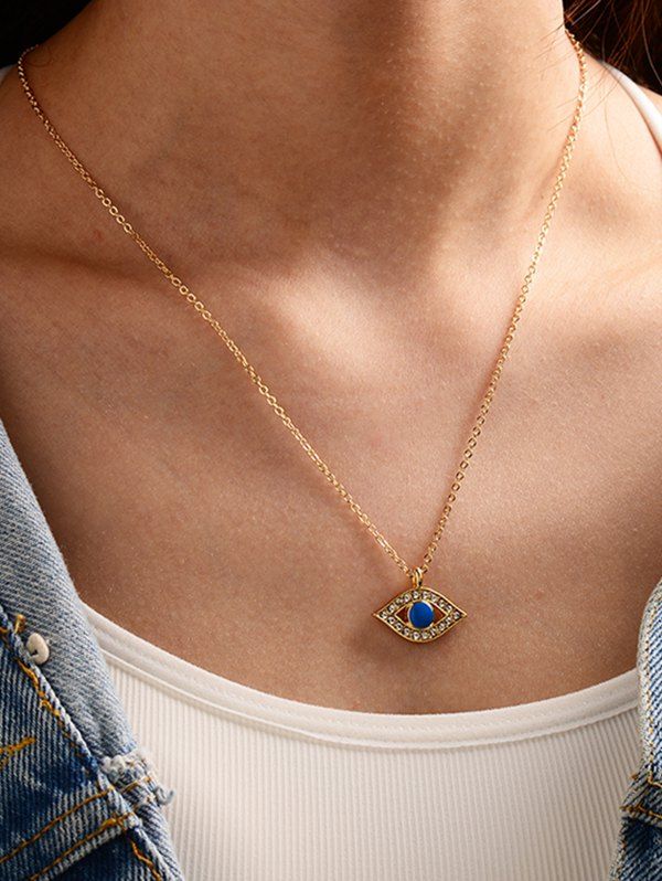 

Punk Eye Shape Chain Pendant Necklace, Golden