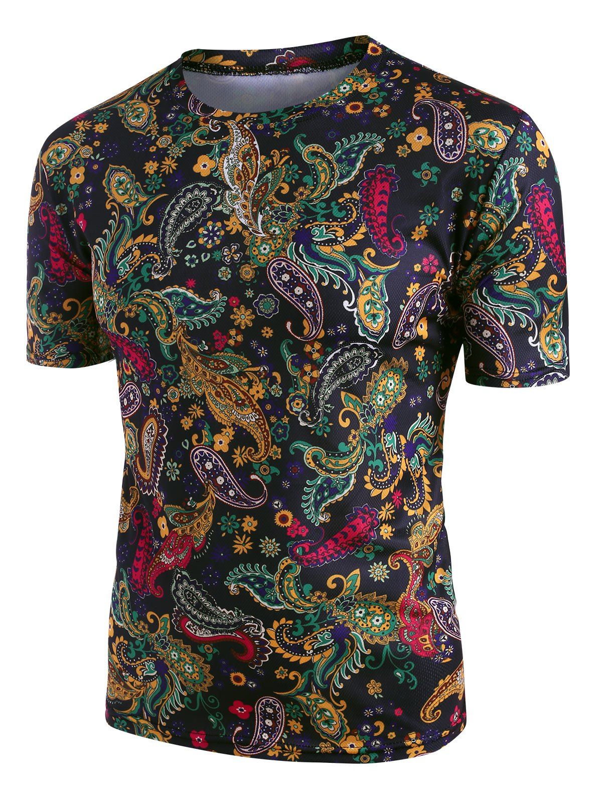 

Paisley Print Vintage Crew Neck T Shirt, Navy blue