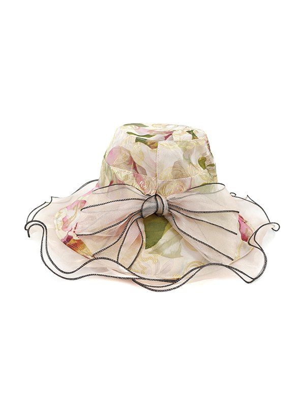 

Floral Bowknot Design Bucket Hat, Light pink