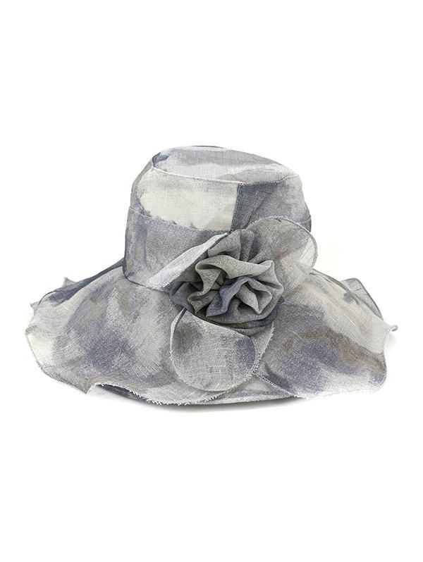 

Water Color Floral Wide Brimmed Beach Sun Hat, Gray