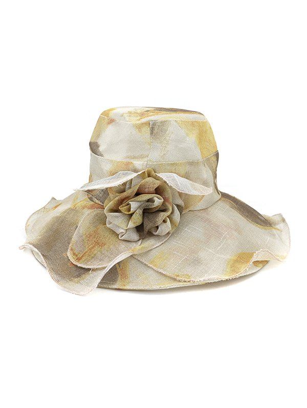 

Water Color Floral Wide Brimmed Beach Sun Hat, Khaki