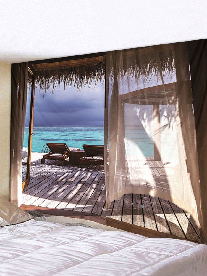 

Seaside Cottage 3D Print Wall Tapestry, Multi-z