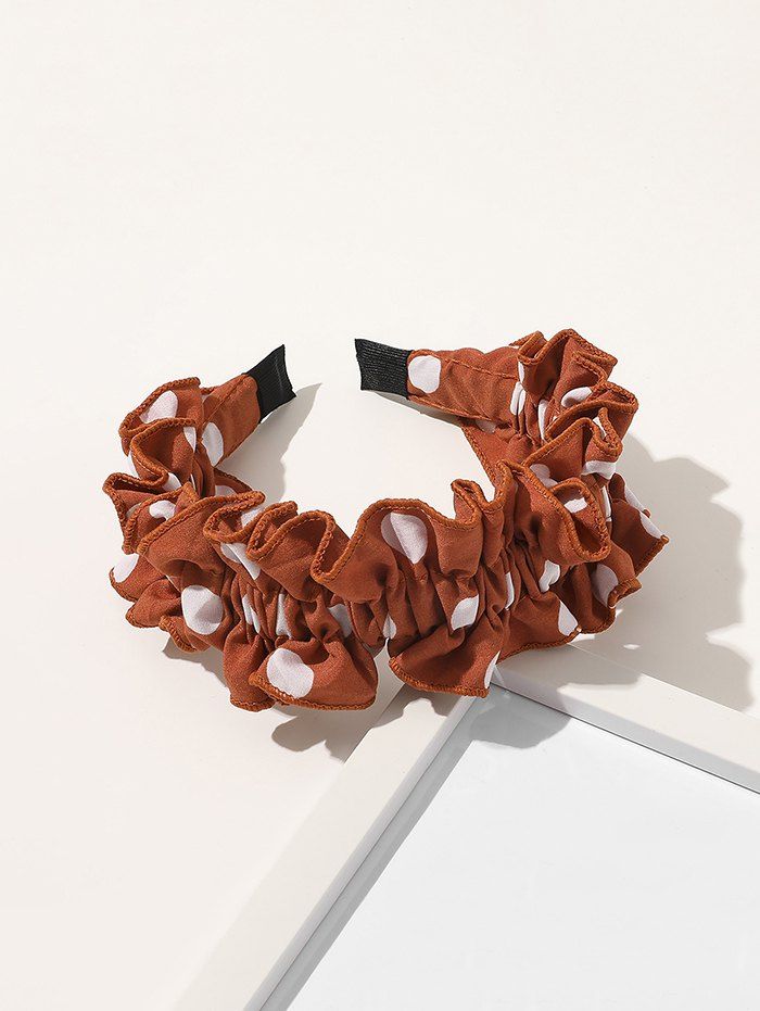 

Spotted Print Ruffled Headband, Dark orange