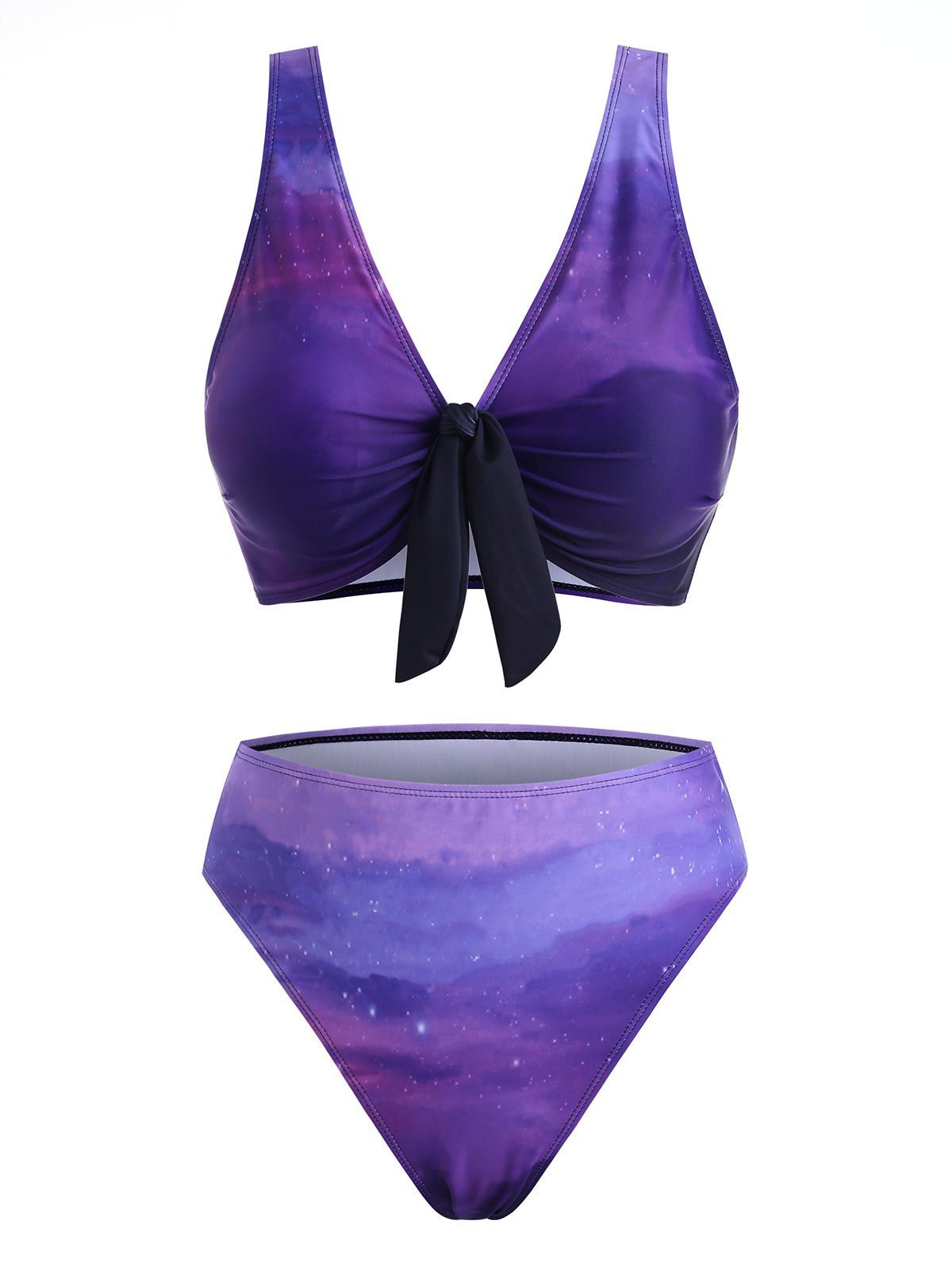 

Knot Tie Dye Ombre High Rise Bikini Swimwear, Purple