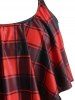 Plus Size Plaid Flounce Tummy Control Tankini Swimsuits -  