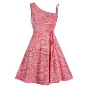 

Sleeveless Space Dye Print Cinched Dress, Valentine red