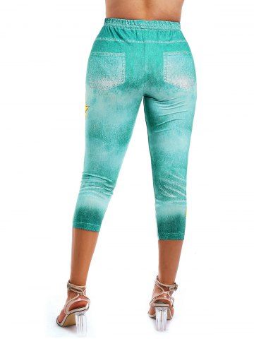 Sunflower 3D Print Crop Jeggings