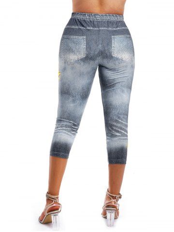 Sunflower 3D Print Crop Jeggings