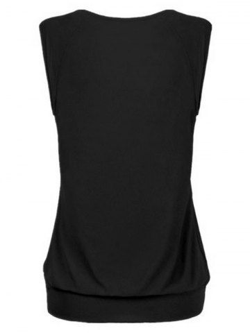 

Solid Ruched Blouson Plus Size Tank Top, Black