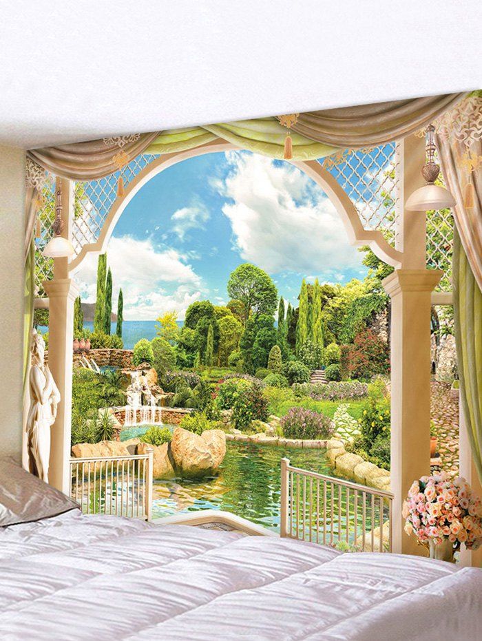 

Window Outside Landscape Print Wall Decor Tapestry, Multi-z
