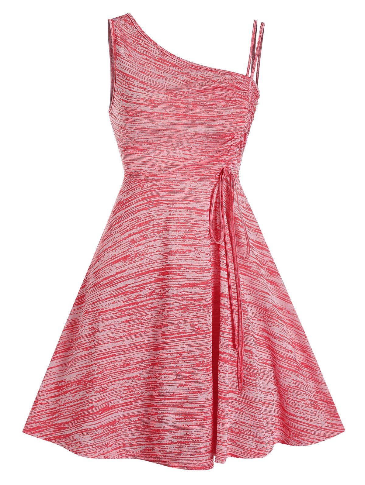 

Sleeveless Space Dye Print Cinched Dress, Valentine red