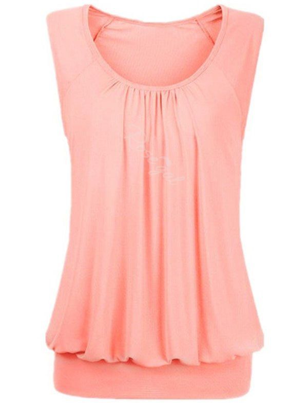 

Solid Ruched Blouson Plus Size Tank Top, Light pink