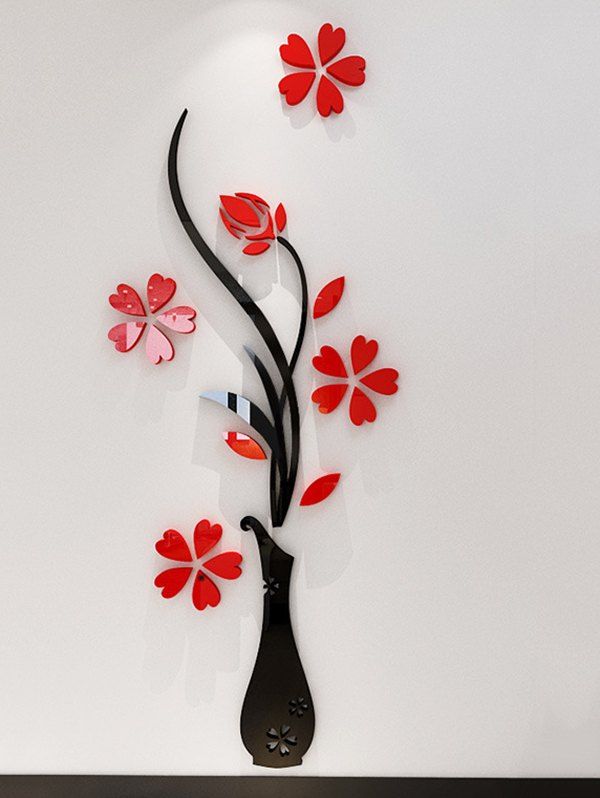 32 Off Diy Vase Flower Pattern 3d Home Decor Wall Stickers Rosegal