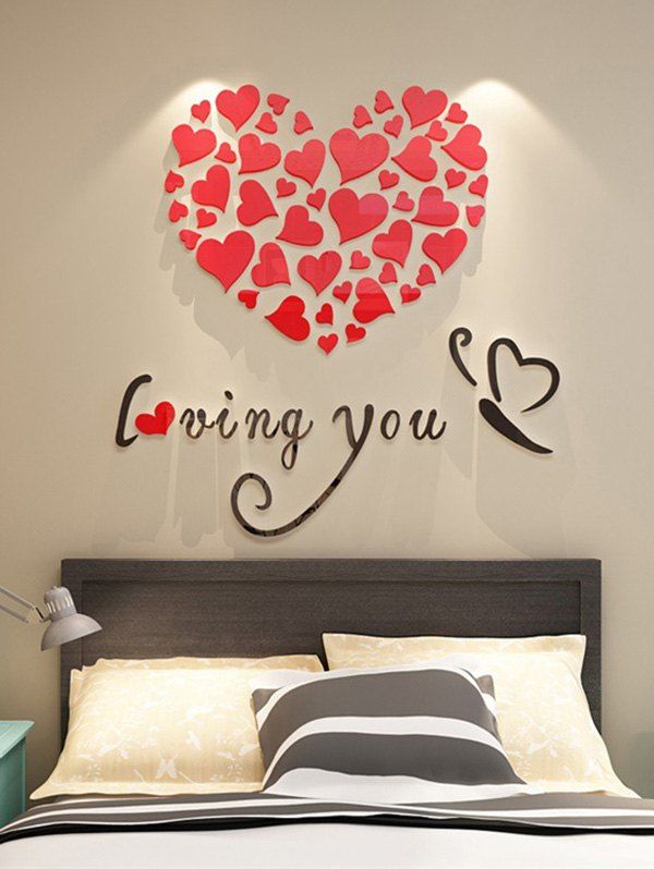 

Loving You Heart Pattern Home Decor Acrylic Wall Stickers, Red