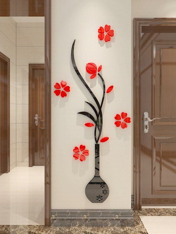 

DIY Vase Floral 3D Home Decoration Wall Stickers, Red