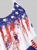 Overlay Flounces Ruched Heart American Flag Plus Size Tankini Swimwear -  