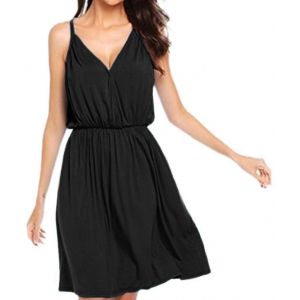 

Cami Mini Surplice Dress, Black