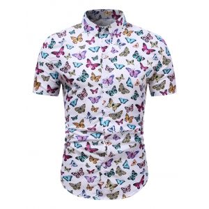 

Butterfly Allover Print Vacation Shirt, White