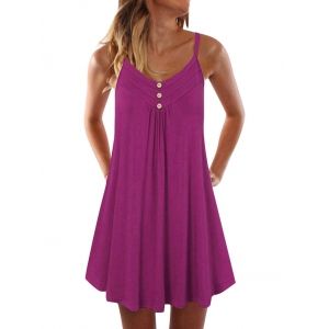 

Mock Button Spaghetti Strap Trapeze Dress, Concord
