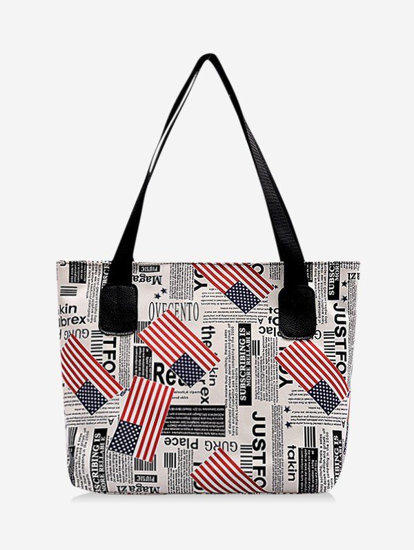 

Flag Newspaper Printed Shoulder Bag, Red
