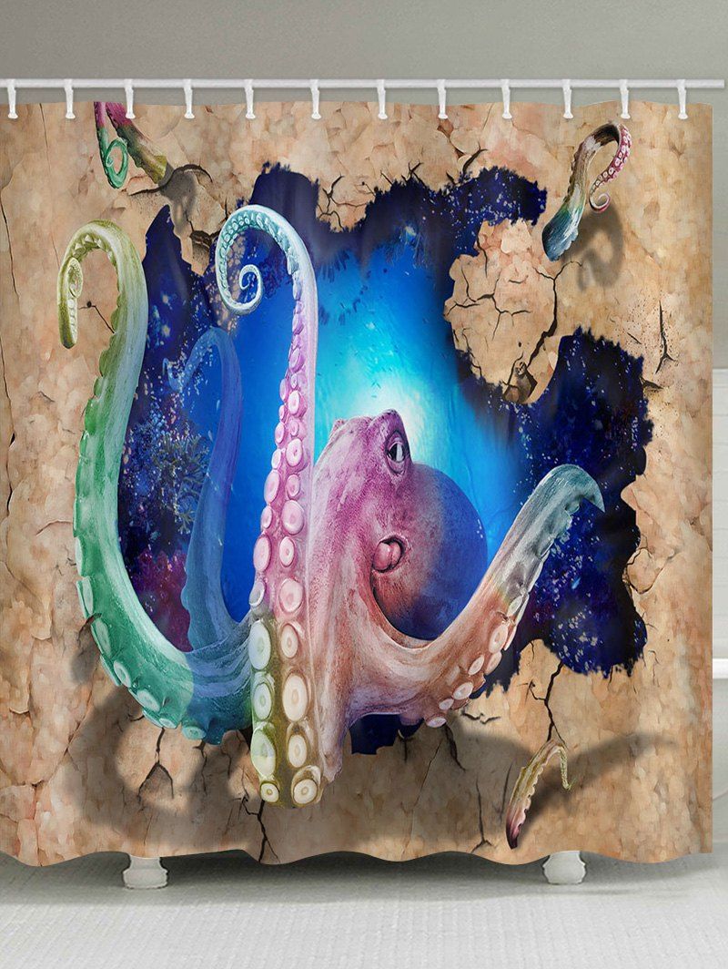 

3D Print Octopus Waterproof Shower Curtain, Multi-z