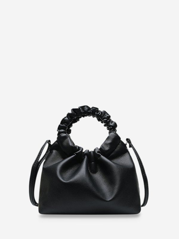 

Ruched Handle Solid Hand Bag, Black