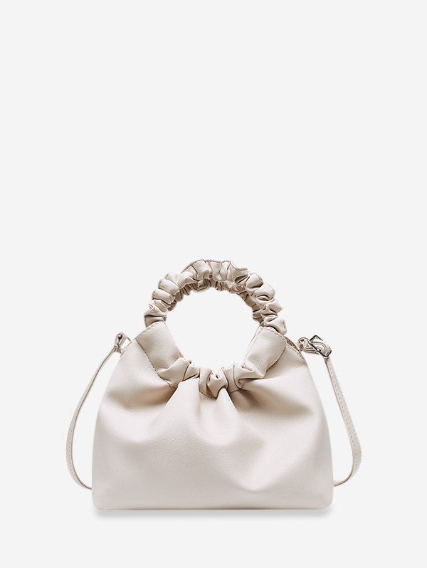 

Ruched Handle Solid Hand Bag, White