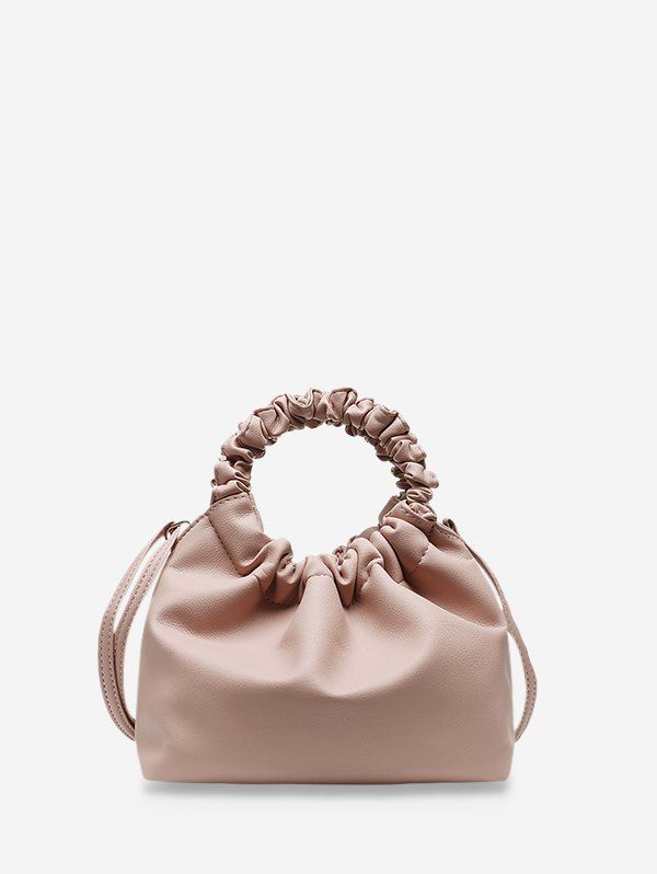 

Ruched Handle Solid Hand Bag, Light pink