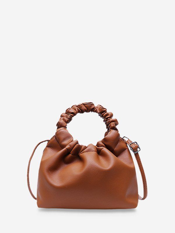 

Ruched Handle Solid Hand Bag, Coffee