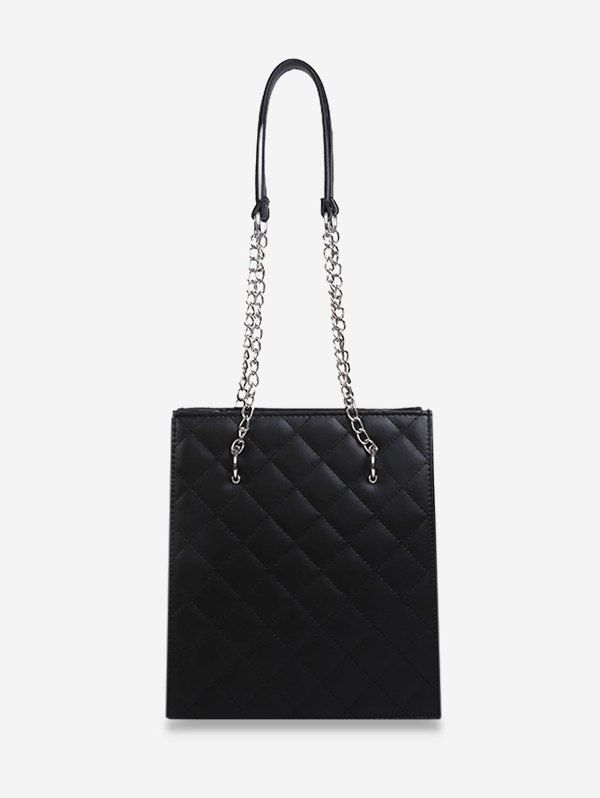 

High Capacity Rhombus Quilted Shoulder Bag, Black