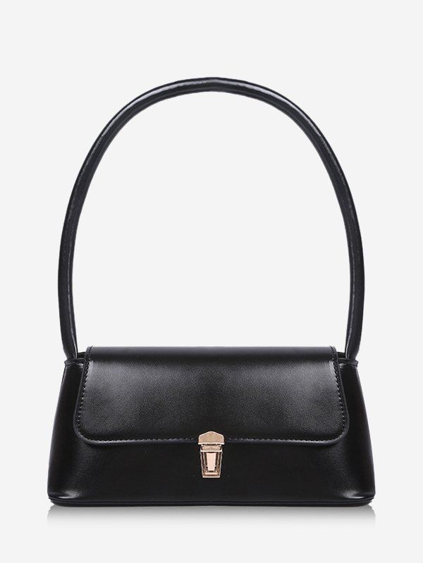 

Retro Rectangle PU Solid Handbag, Black