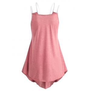 

Lace Panel Cami Asymmetrical Top, Light pink