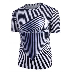 

Abstract Striped Graphic Crew Neck Short Sleeve T Shirt, White