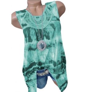 

Plus Size Tie Dye Lace Crochet Tank Top, Light green