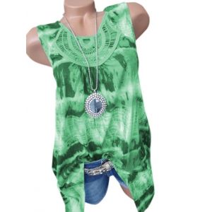 

Plus Size Tie Dye Lace Crochet Tank Top, Green