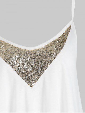

Glitter Sequin Chiffon Overlap Cami Top, White